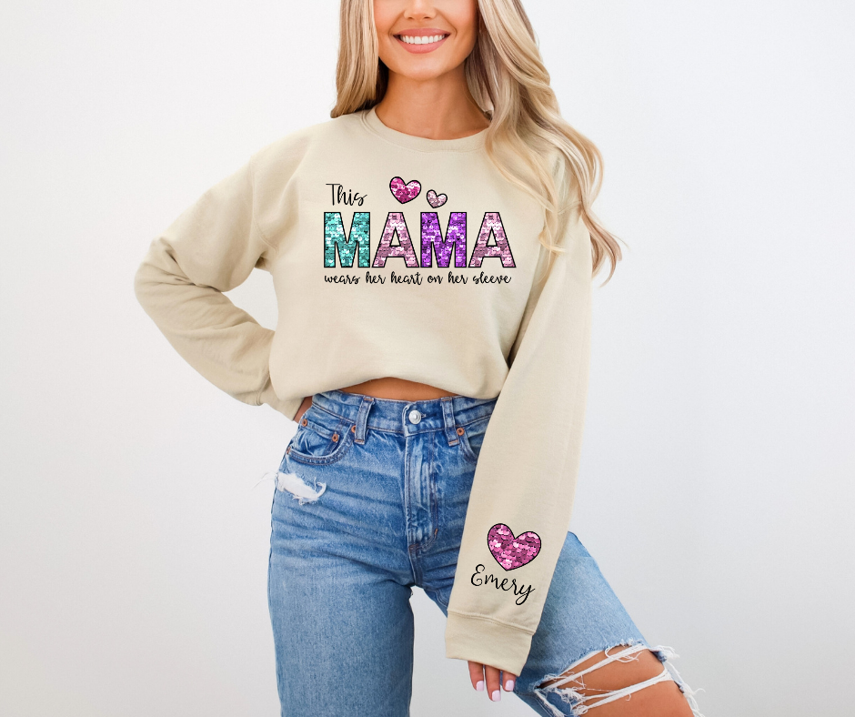 Mama with Sleeve Hearts Sweatshirt