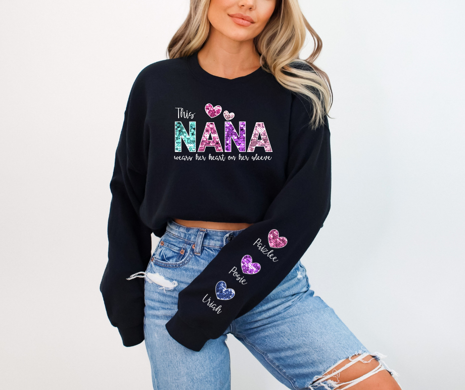 Nana with Sleeve Hearts Sweatshirt