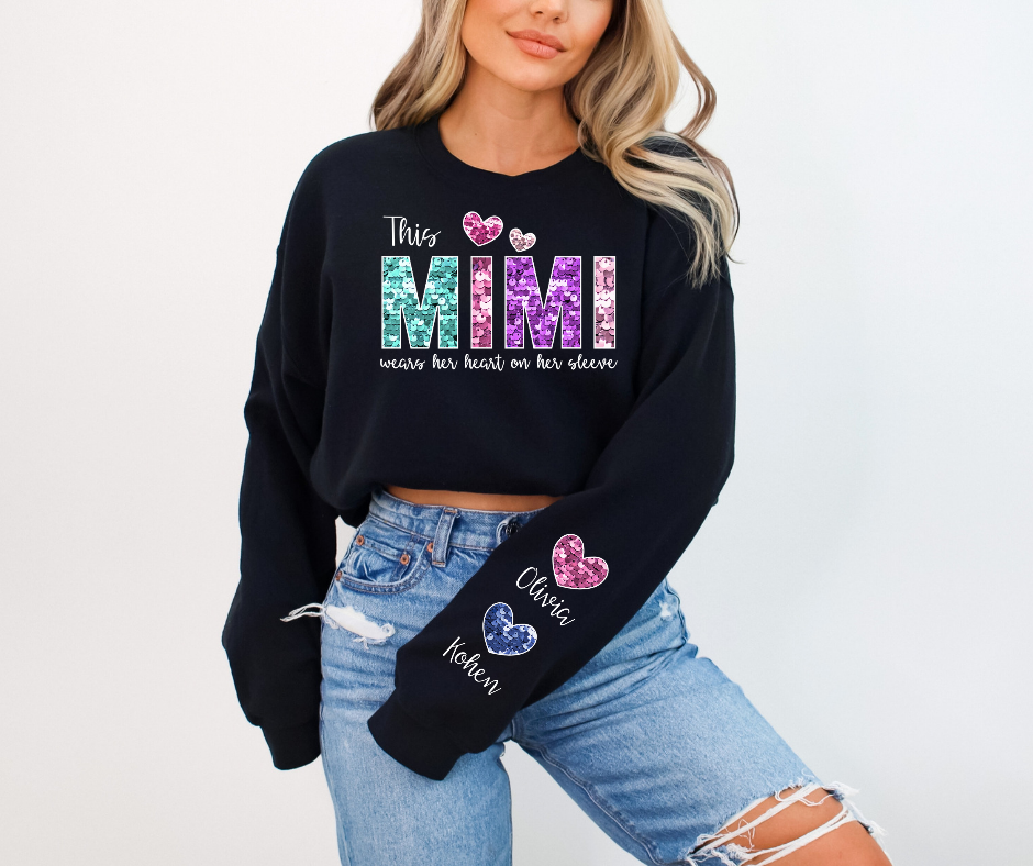 Mimi with Sleeve Hearts Sweatshirt