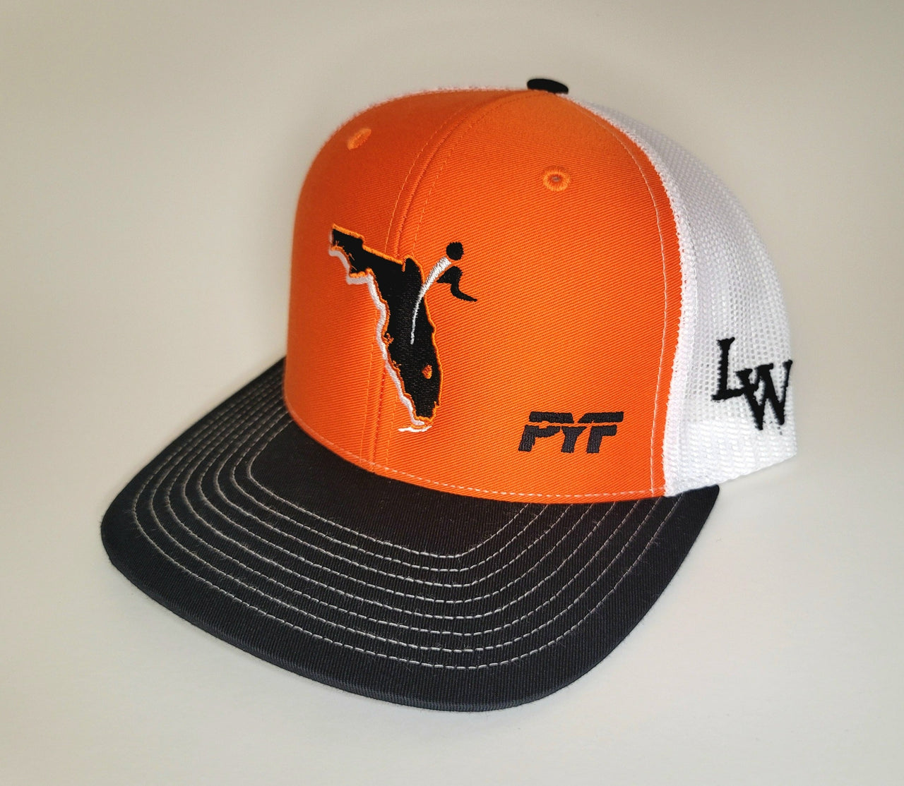 CXII Mesh Hat - Lake Wales, Florida (Black State/Orange-White-Black)