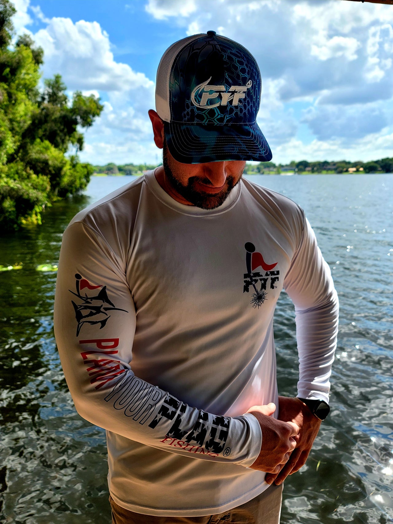 Performance Long Sleeve Shirt - Red, White, & Bluefish